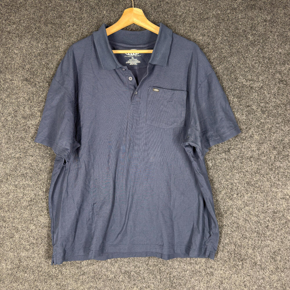 Rugged Wear Polo Shirt Men XL Blue Button Up Collared Short Sleeve Pockets